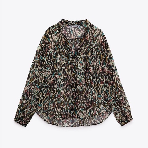 ZARA PRINTED SHIRT WITH METALLIC THREAD - Picture 6 of 9
